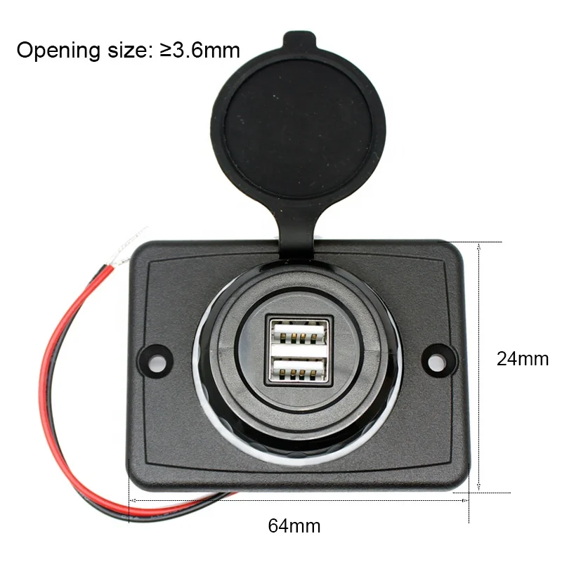 شاحن سيارة للهاتف المحمول 12 فولت - 24 فولت 4.8 أمبير محول شحن سيارة بمنفذ USB مزدوج