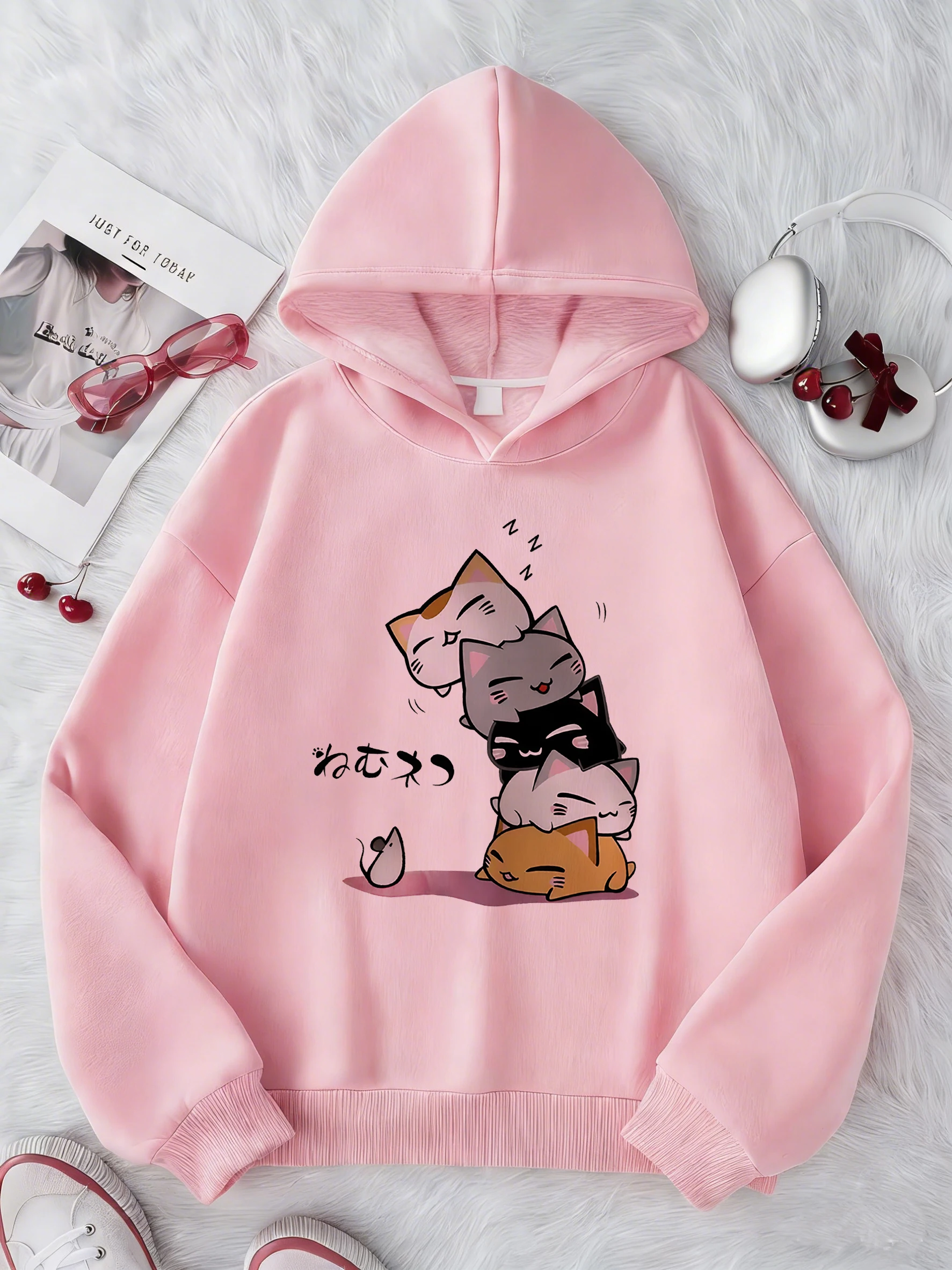 Y2K Lustiger Katzen-Grafik-Hoodie für Kinder Katzen-Sweatshirt Kapuzenpullover Lässige Hoodies für Jungen Mädchen Kleidung