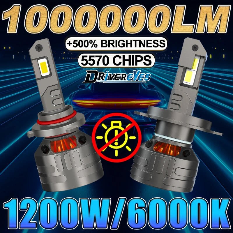 

Dembaliyes H7 LED 1200W 6000K H4 H1 H11 H8 Белые фары 5570 CSP Canbus Led 9005 9006 9012 H9 Автомобильные противотуманные фары дальнего света