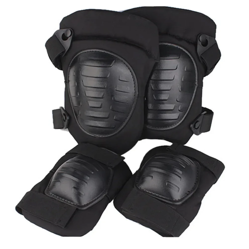 4Pcs/Set Tactical Combat Knee & Elbow Protective Pads Set for Outdoor CS Paintball Game Cycling Safety Skateboarding Gear Skates