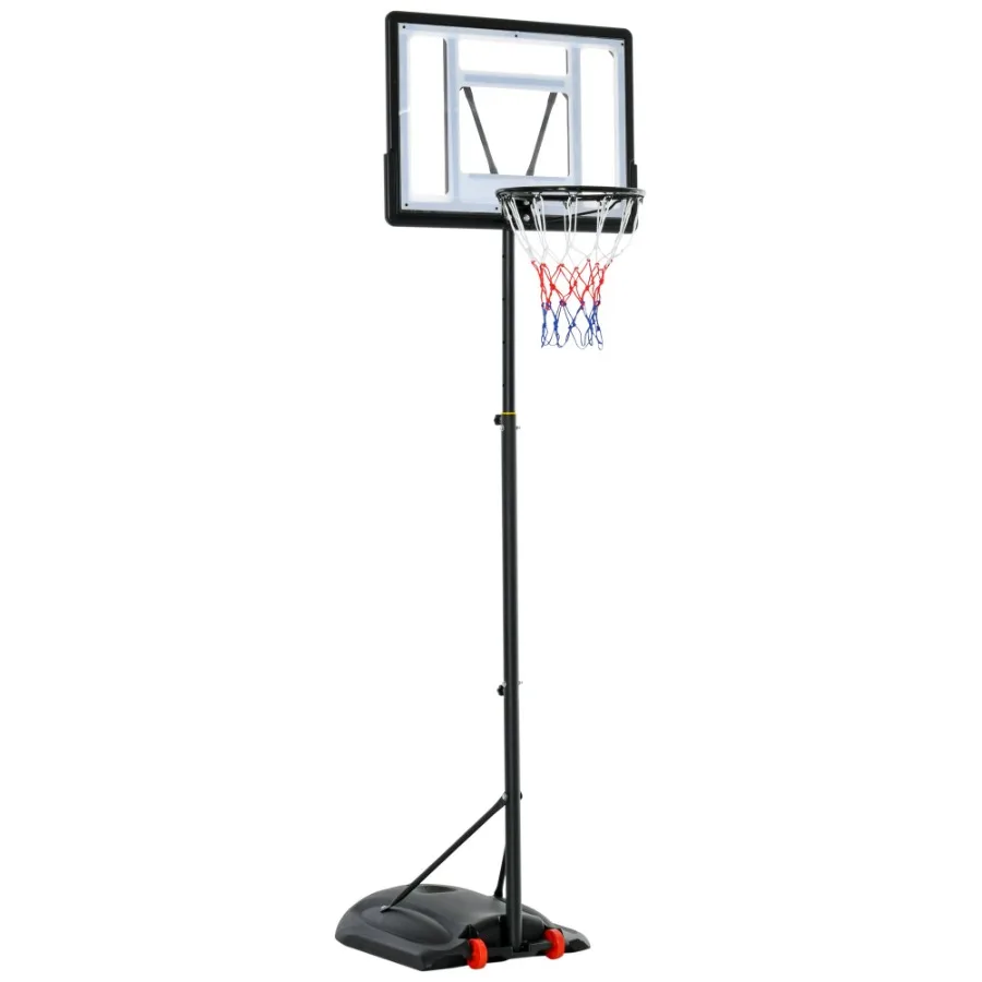 

Soozier Freestanding Basketball Hoop Stand 5.5ft7.5ft Adjustable Transparent Backboard with Wheels for Teens