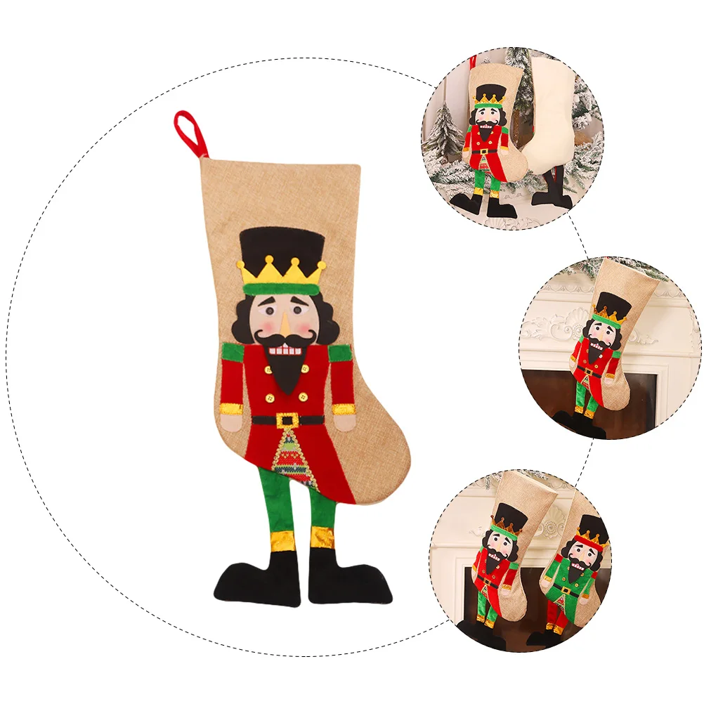 

Christmas Stocking Gift Bag Nutcracker Soldier Sock Candy Pouch Kids Decorations Xmas Supplies Snack Holder