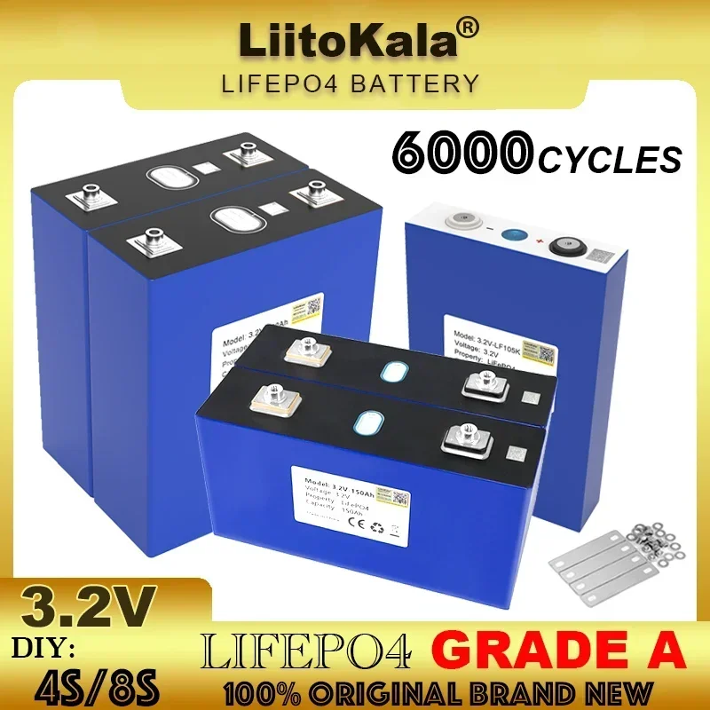 LiitoKala 3.2V LiFePO4 Battery 320AH 280ah 200ah 150ah 105ah 90ah DIY 12v 24V Automotive RV Solar Energy Storage batteries