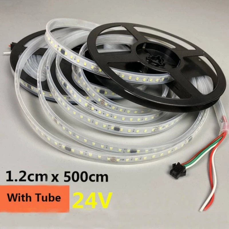 16.5FT 5M 24V Flusso LED Strip Track Light impermeabile DC24 SMD2835 Per esterno Flessibile Striscia Lineare Decorativa Retroilluminata Luce Al Neon