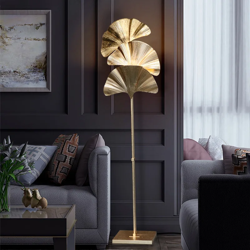 Modern simple floor lamp living room bedroom vertical ginkgo lamp