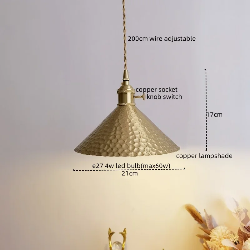 IWHD Copper Nordic LED Pendant Light Fixtures Bedroom Living Room Restaurant 4w Bulb Modern Hanging Lamp Deco Maison