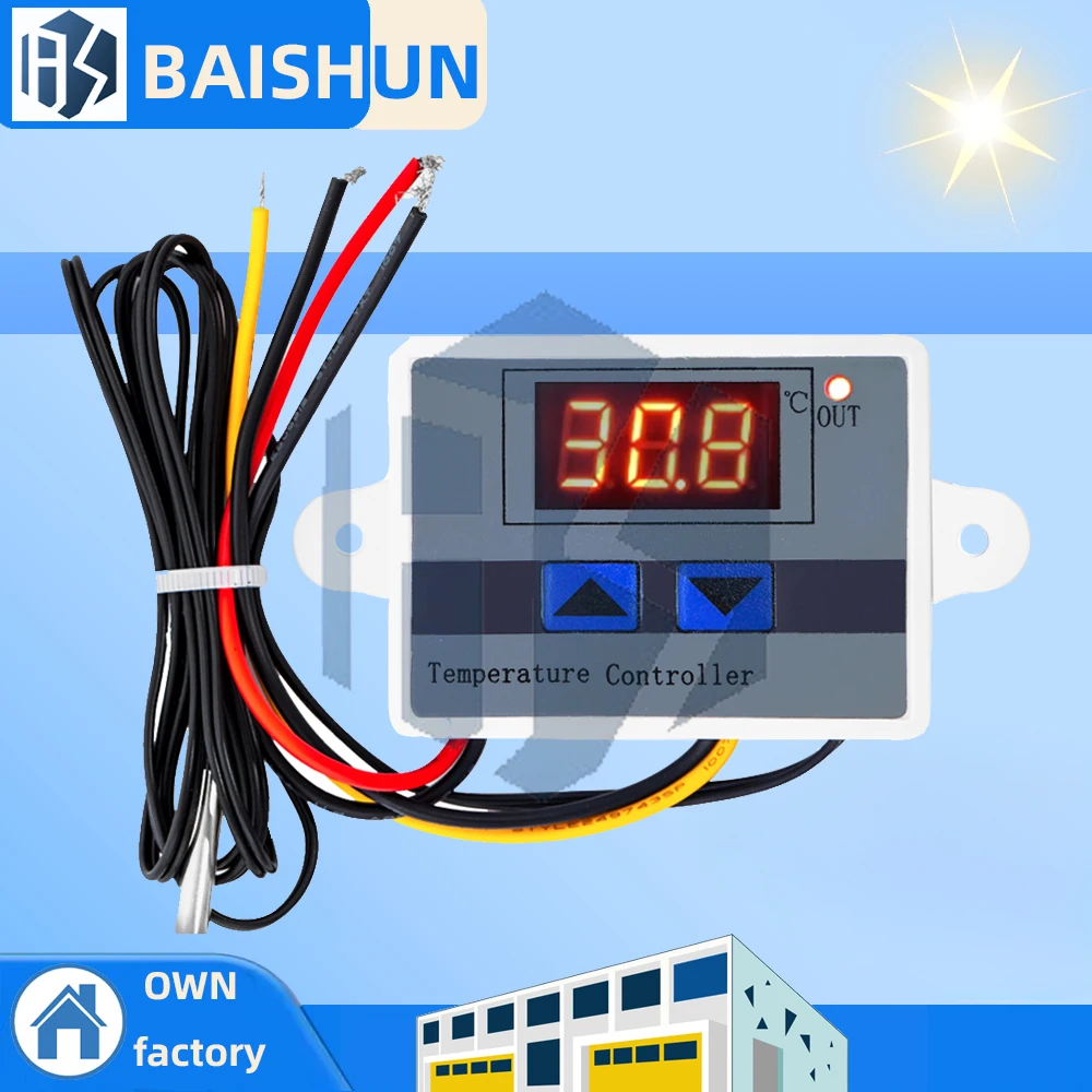 GREAT IT 10A 12V 24V 220VAC Digital LED Temperature Controller XH-W3001 for Arduino Cooling Heating Switch Thermostat NTC Sensor