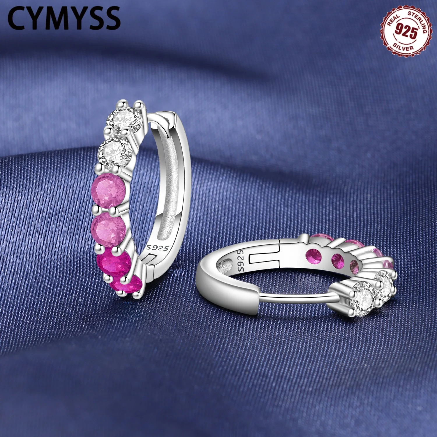 Fine 925 Sterling Silver Hoop Earrings Zircon January-December Birthstone Design Birthday Party Fashion Jewelry Gifts for Women