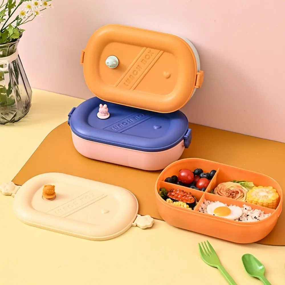 

Microwavable Lunch Box Compartment Portable Food Storage Container Leakproof with Fork and Spoon Picnic Fresh Box