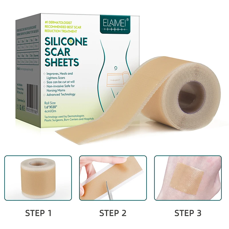 1Roll Self-adhesive Silicone Scar Sheets Removal Tape Acne Scald Surgery Trauma Burn Postoperative Scar Relieve Repair Patch