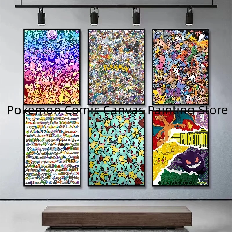 

Japanese Pokémon Pikachu Children's Gift Artwork Stickers and Posters Wall Art Painting Canvas Room Home Decor Children's Gift