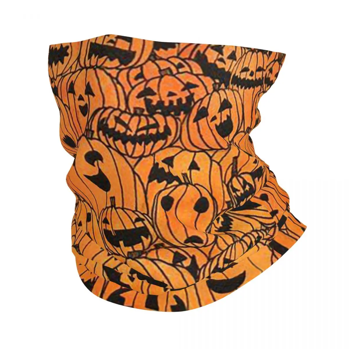 Ghost Pumpkin Halloween Bandana Neck Cover Printed Face Scarf Multifunction Balaclava Outdoor Sports Unisex Adult Breathable