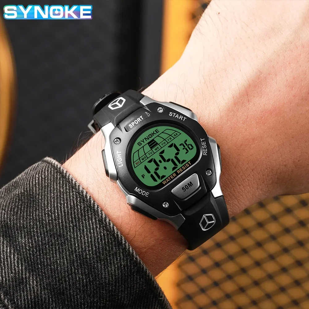 SYNOKE Electronic Watch For Mans Sport Watch Multifunction Sports Waterproof Luminous LED Digital Watch Boy Student Fashion