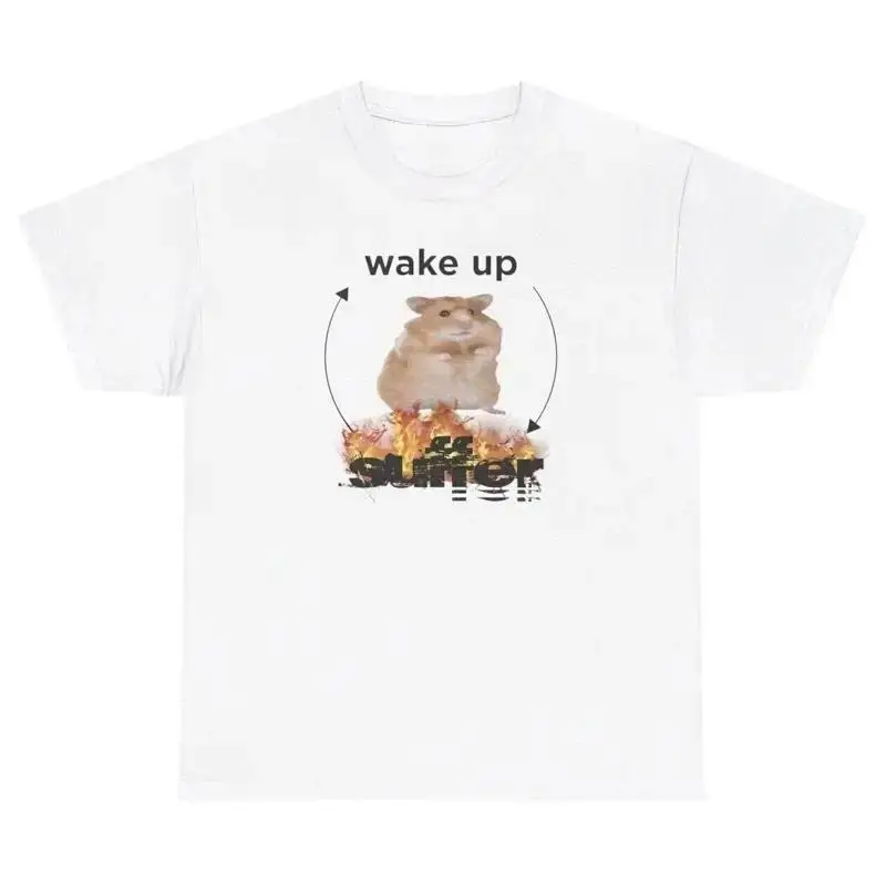 Wake Up Suffer T Shirt Funny Crisis Hamster Lover Silly Cursed Gen Z Humor Tee