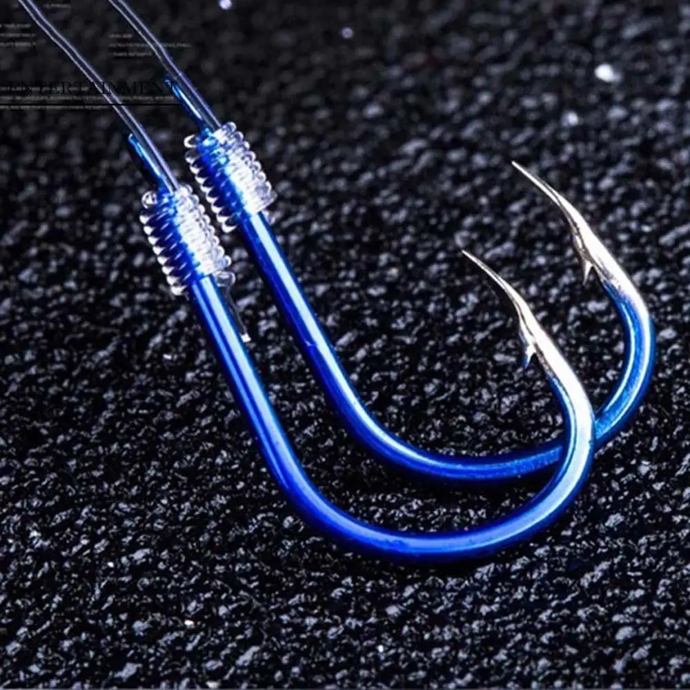 High Carbon Steel Fishing Hook, Blue Ghost Tooth Carp Hook With 45cm Japanese Style Sea Water Fishing Line 10pairs/bag