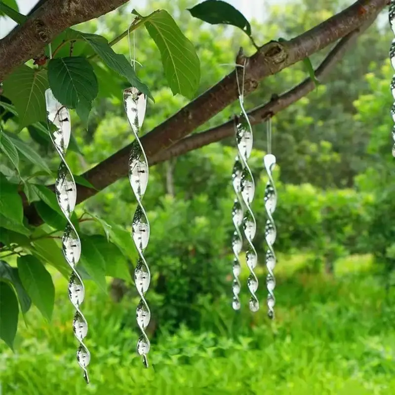 Reflective Bird Repellent Hanging Rods 10Pcs 360 Rotating Silver for Eaves Roof Garden Window Bird Deterrent