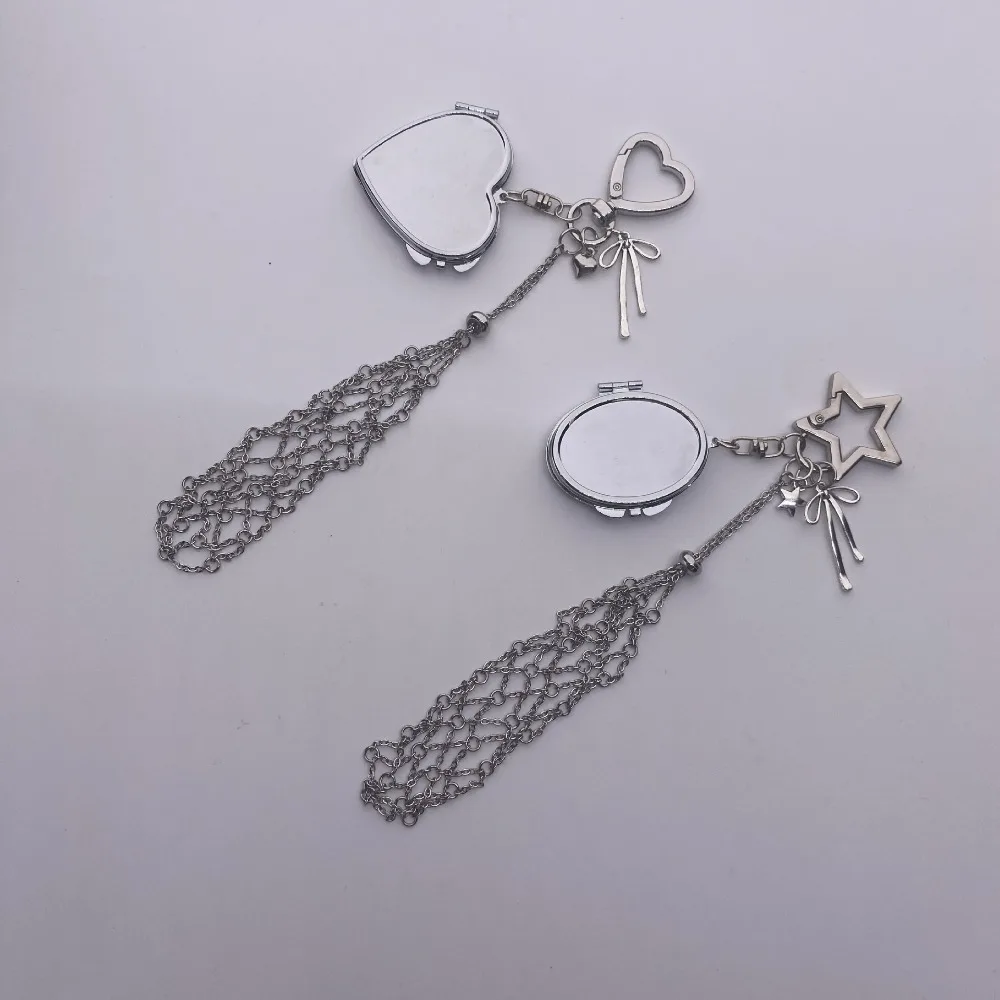 

Metal Silver Lipstick Girls DIY Bag Pendant Keyring Stainless Steel Mesh Pocket Practical Keychain Pendant Wholesale Gift