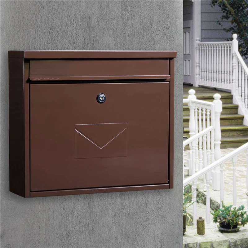 Mailbox Outdoor Wall-Mounted Newspaper Magazine Mailbox Complaint Retro with Lock Large Size Letter Box