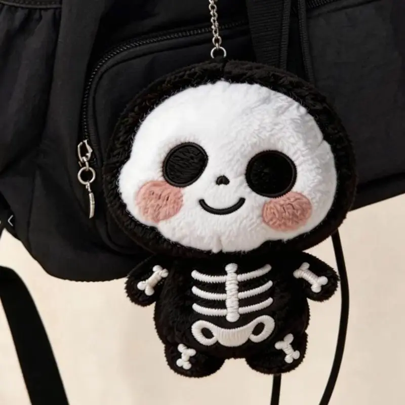 Skeleton Plush Keychain Cute Skeleton Plush Pendant Soft Stuffed Doll Keyring For Backpack Halloween Decor Funny Gift For Teens