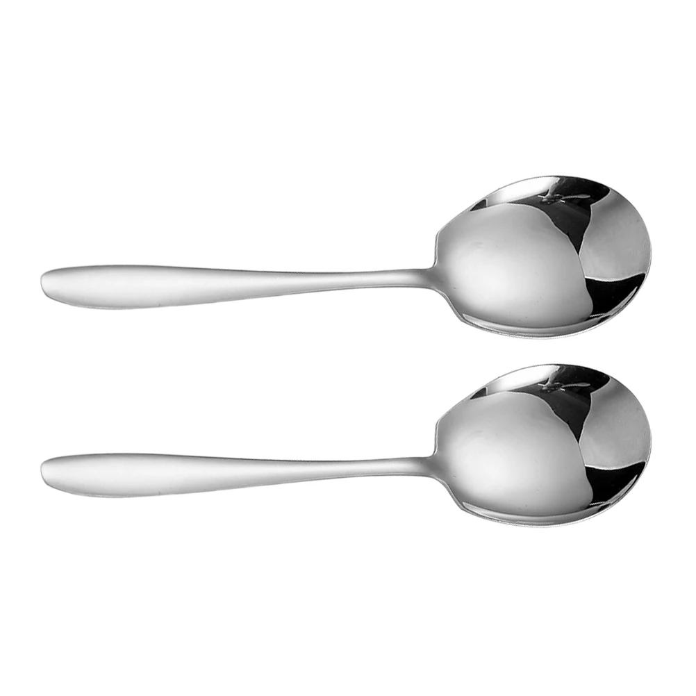 

2Pcs Stainless Steel Large Buffet Serving Spoons Thicken Kitchen Dinner Dish Spoon Long Handle Banquet Serving Scoops Restaurant