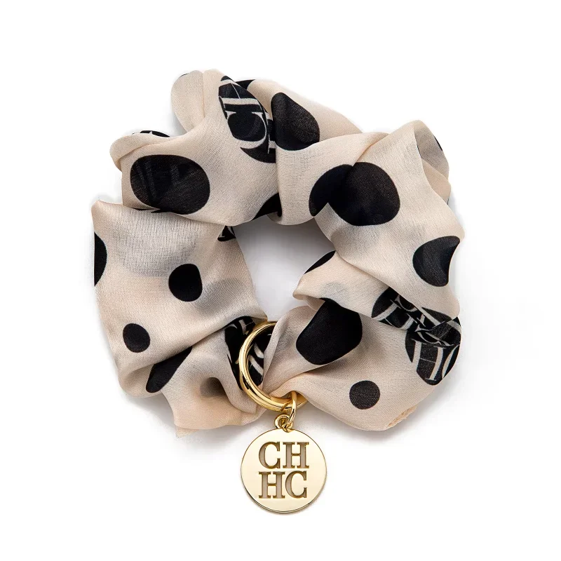 CH Tie Womens Daily Party Use Horrorcosplaycostumeprops Polka Dot Scrunchie Cosplay Accessories Gold Logo Charm Elastic Hair image 3