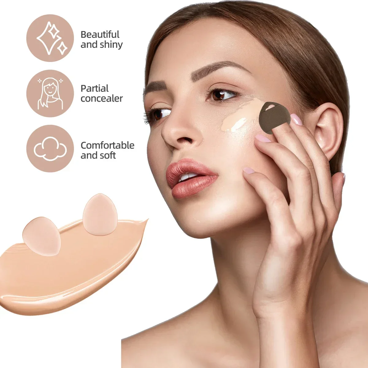 メイク道具30点セット - メイク道具9点+パウダーパフ17点セット+メイクスポンジホルダー、ヘアバンド、リストバンド