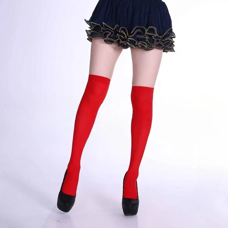 Neon Color Thigh High Stockings Women Sexy Stockings Orange Yellow Evening Party Wear Knee High Socks For Women Girls