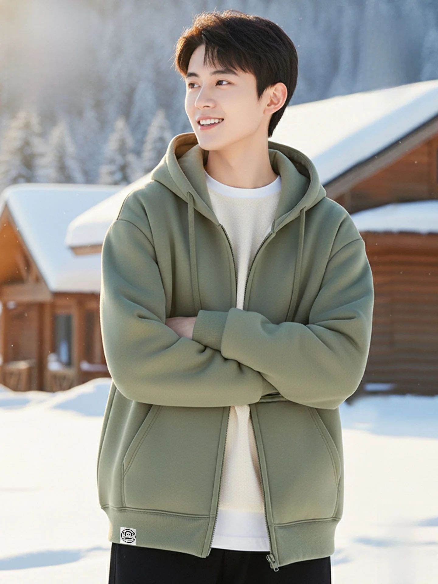 

Fce Lined Hooded Thiened Men's Jaet Winter Casual Wear American Sle Zipper Closure Long Sve Sweatirt