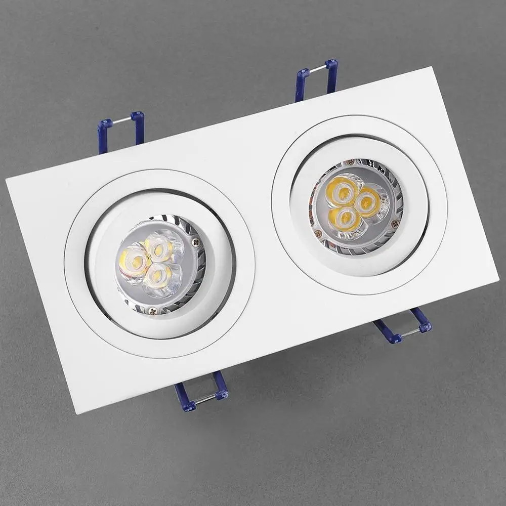 White Silver Square GU10 Adjustable Aluminum Frame For Led Fixture Downlight MR16 Fitting Recessed Ceiling Spot Light Frame