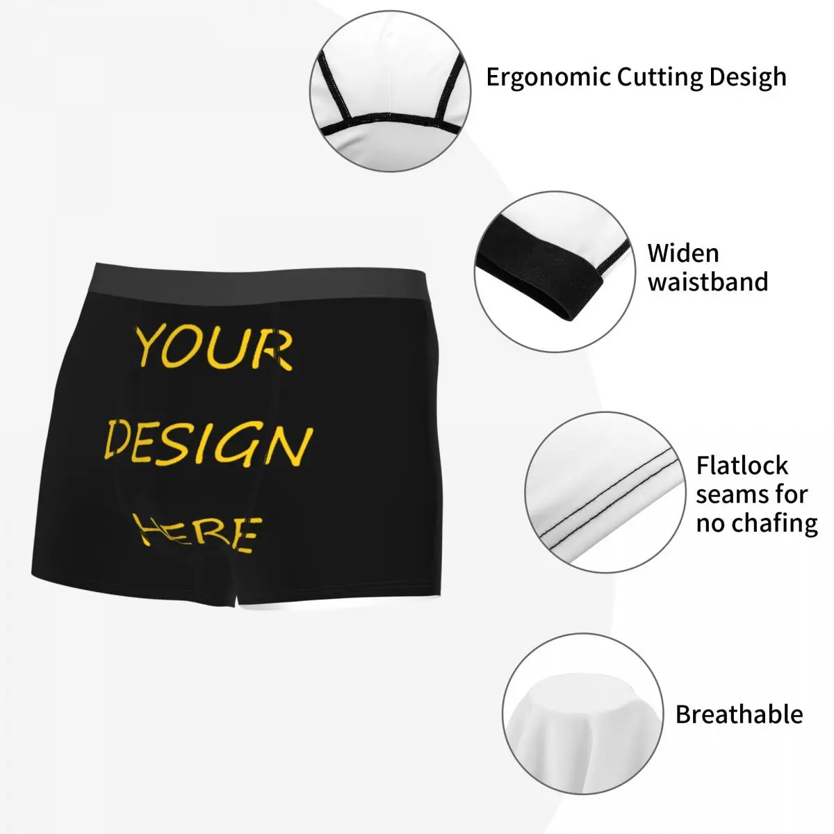 Custom Your Photo Logo Text Print Underwear Men Stretch Your Design Here DIY Boxer Briefs Shorts Panties Soft Underpants