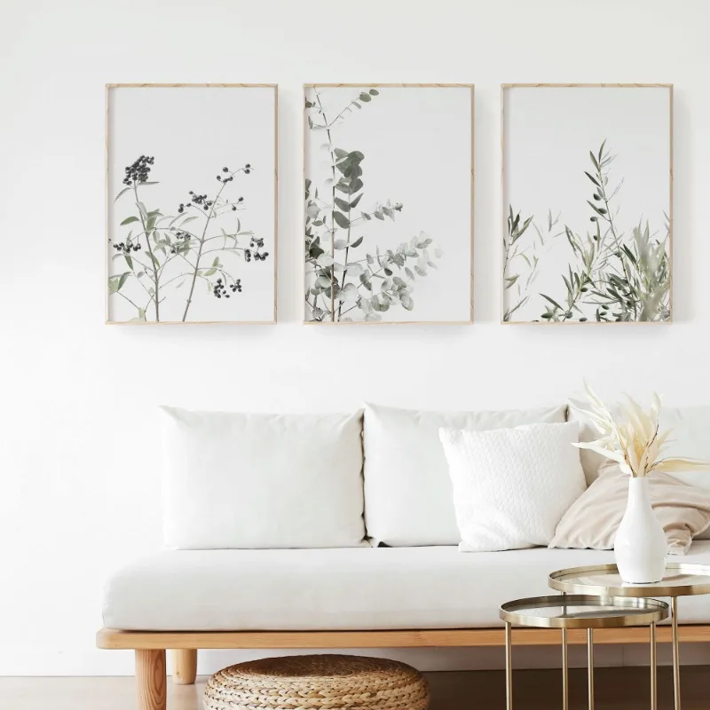 Eucalyptus Olive Palm – Botanical Farmhouse Neutral Frameless Canvas for Living Room Home Decor 2026