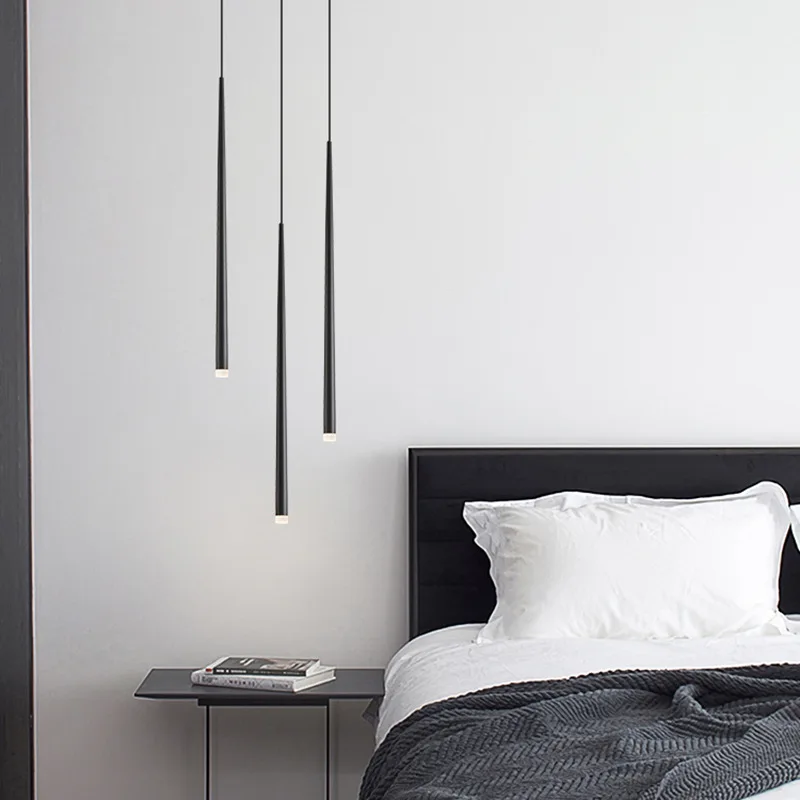 

Modern Minimalist Restaurant Chandelier Creative Personality Designer Apartment Villa Stair Light Black Bedroom Bedside