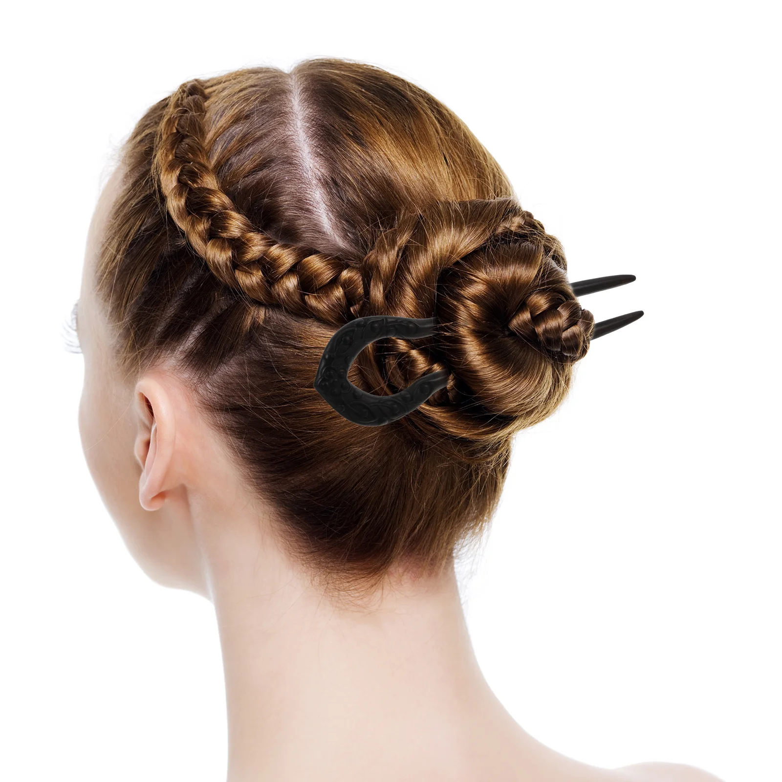 

Double Sandalwood U Shape Hairpins Chinese Style Carved Hair Sticks for Women Buns Decorative Hair Pins for Daily Wear and