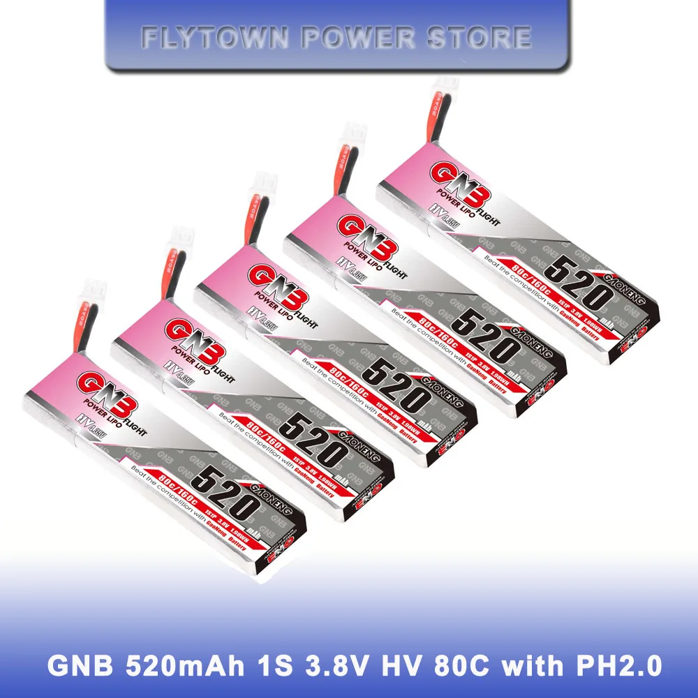 

5PCS GAONENG GNB LiHV 520mAh 1S 3.8V HV 80C 4.35V Lipo Battery With PH2.0 Connector For Emax Tinyhawk S, NanoHawk
