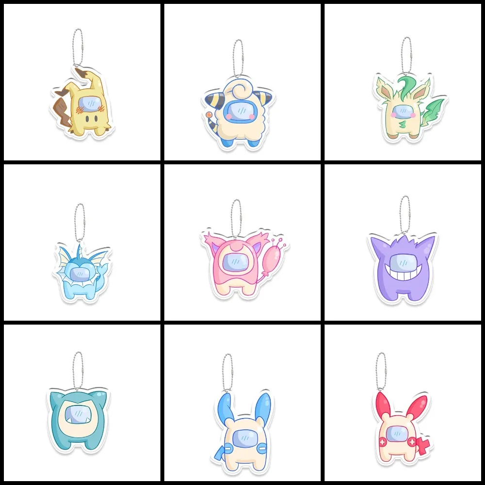 

DIY Pokemon Acrylic Key Chain Backpack Pendant Mimikyu Gengar Eeveelution Snorlax Anime Peripheral Collection Holiday Gift