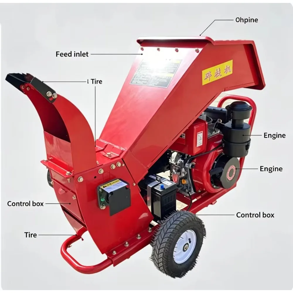 Electric Wood Chipper Shredder Machine, Quiet Branch Crusher for Tree Trunk Leaf Garden Waste Recycling
