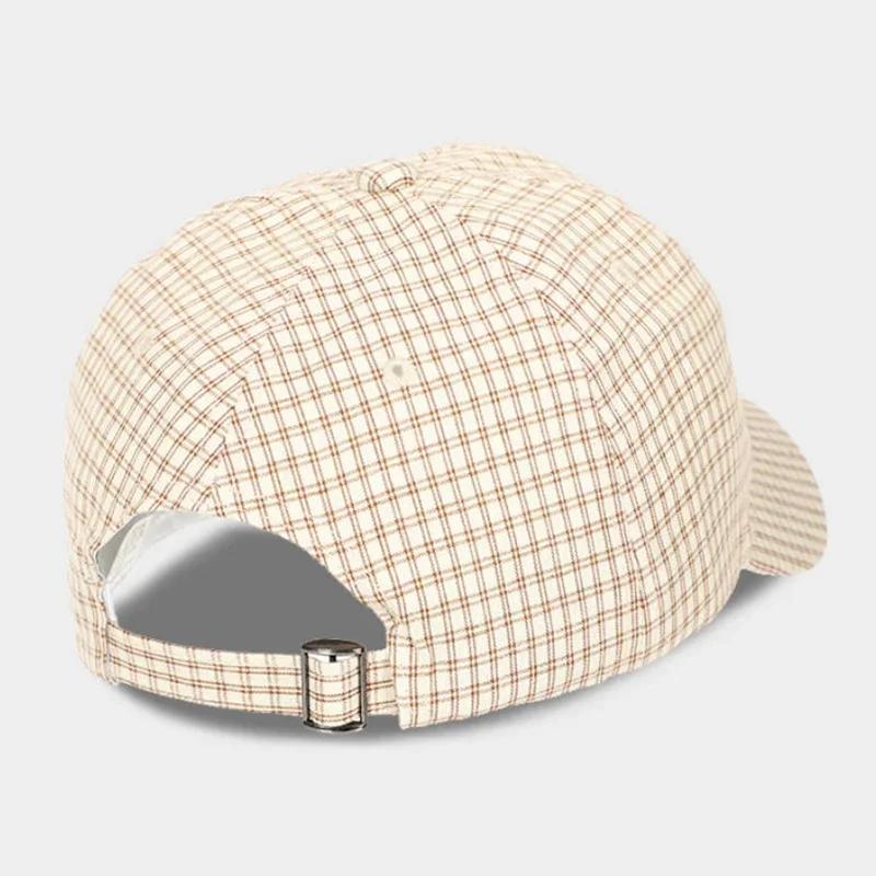 Korean Style Plaid Letter Embroidered Baseball Cap Summer Versatile Wide Brim Soft Top Hat Face Slimming Effect