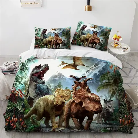 Jurassic World Park Dinosaur Bedding Set Boys Girls Twin Queen Size Duvet Cover Pillowcase Bed Kids Adult Home Textileextile