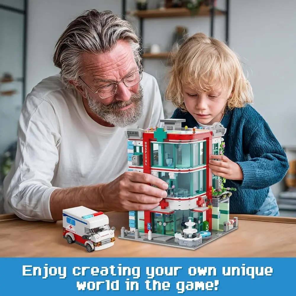 ชุดโรงพยาบาลสถาปัตยกรรมสำหรับผู้ใหญ่พร้อมรถพยาบาล ชิ้นส่วนจิ๋วละเอียด 1,888 ชิ้นสำหรับนักสะสมและผู้ที่ชื่นชอบการเล่นบทบาทสมมติ