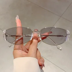 KAMMPT Retro Cat Eye Sunglasses Women 2024 Popular Korean Style Trends Shades Fashion Luxury Brand Metal Design Sun Glasses