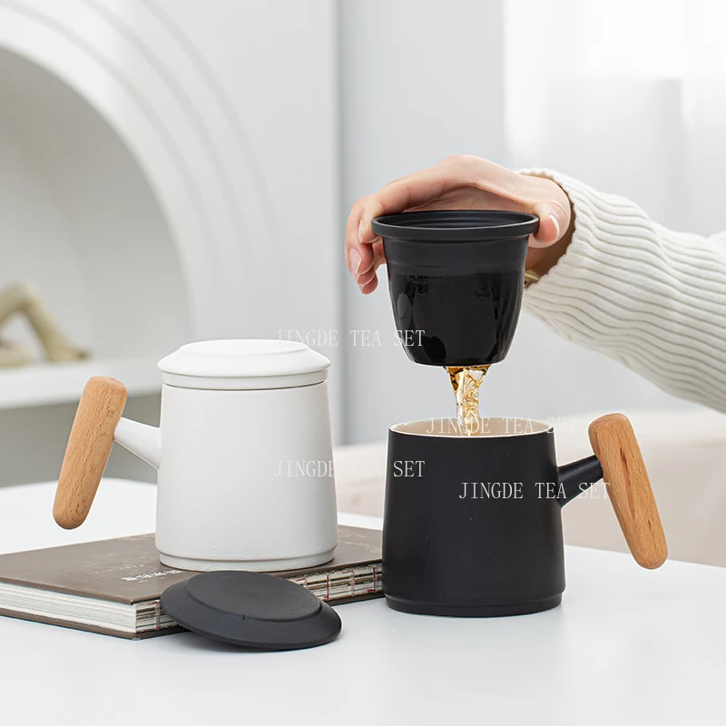 

450 мл керамическая кружка, бытовая чашка для разделения воды, офисная крытая фильтровальная чашка, чашка для чая, посуда для питья, аксессуары для набора чая