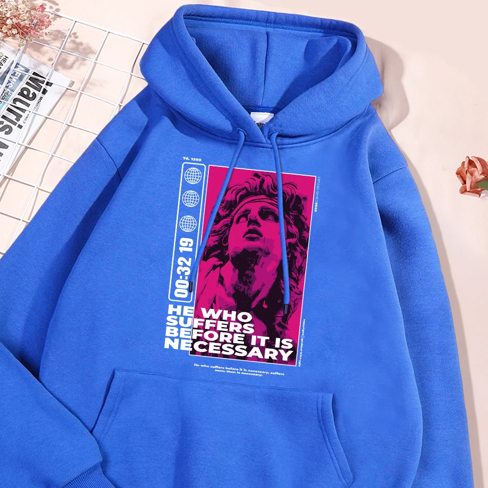 Famous Colored Statues Print Man Hoodies Simple Warm Fleece Hoodie Autumn Flexible Pullover Fashion Casual Soft Hoody Clothing