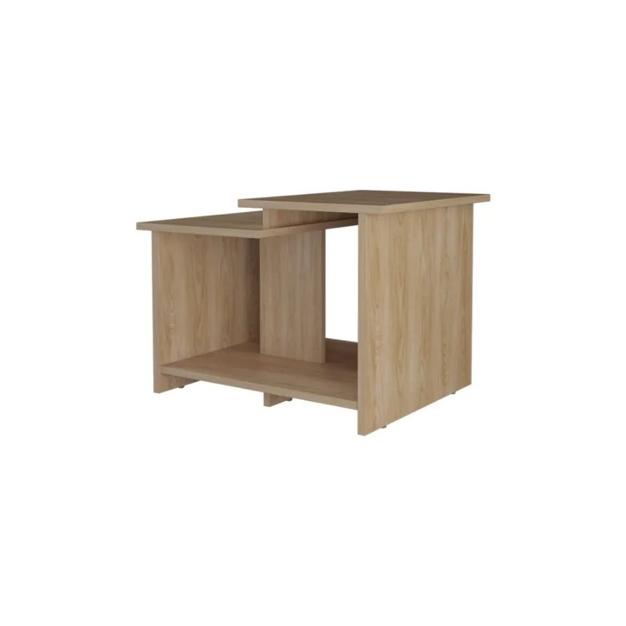 FM FURNITURE Naco Coffee Table with Open Storage Melamine Finish Natural Oak