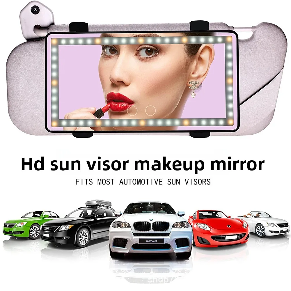 Auto-Innenspiegel, Sonnenblende, Platte, LED, HD, Make-up-Spiegel für Mädchen und Frauen, wiederaufladbares Fülllicht, universeller dünner Kosmetikspiegel