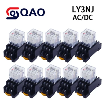 10pcs LY3NJ HH63P intermediate relay 10A micro electromagnetic relay acdc11 AC110V 11pins with socket base 220V 380V PTF11A