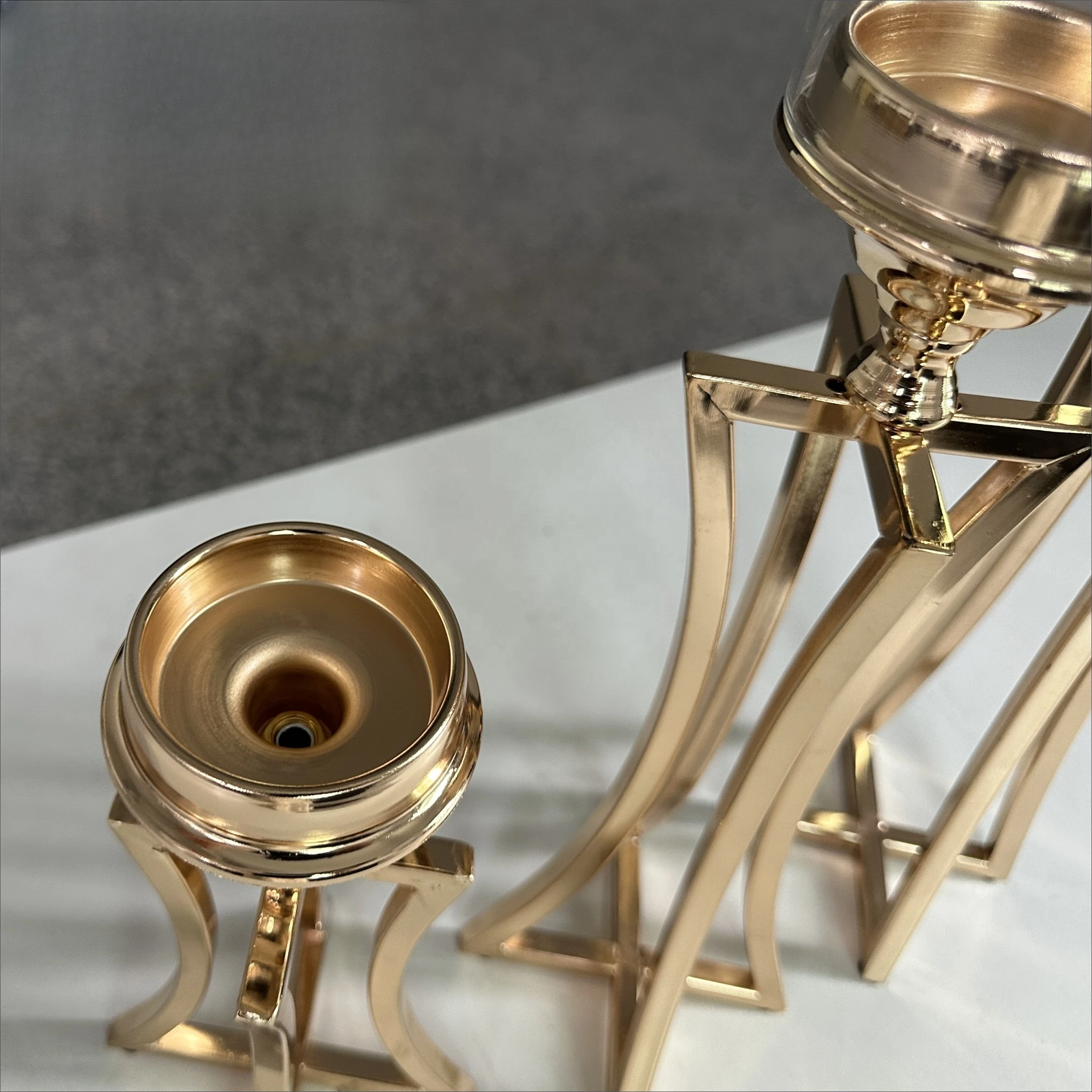 Golden metal candle holder wedding table decoration 3 pcs set ornament gift wedding candle holder