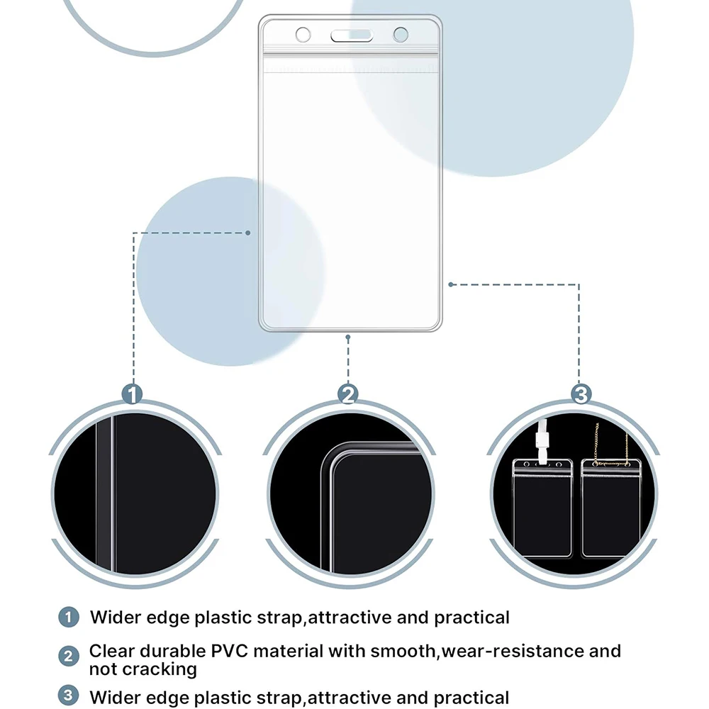 Transparent Waterproof ID Card Name Badge Holder Sturdy Thick Vertical Card Holders Sleeve Pouch for School Office Accessory