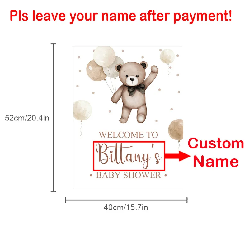 Bear we can bearly wait Baby Shower Welcome Sign Custom Name Teddy Bear Baby Shower Welcome Sign Birthday Party Direction Sign