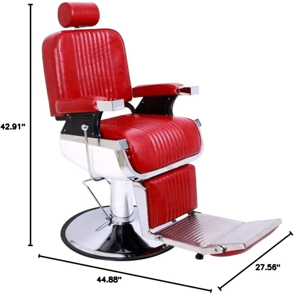 Heavy Duty Reclining Barber Chair with Headrest 360 Degrees Rolling Swivel, All Purpose Vintage Salon Spa Chair