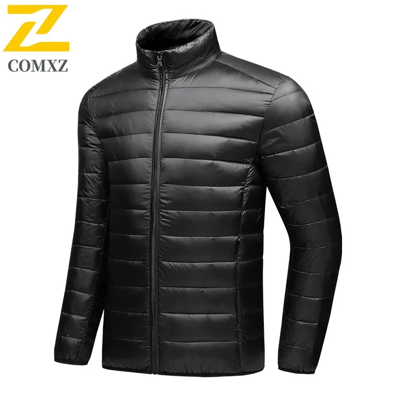 COMXZ Winter Jacket Solid Color Slim Fit Versatile Windproof Travel Padded Jacket Skiing Loose Stylish Down Jacket Men Clothing